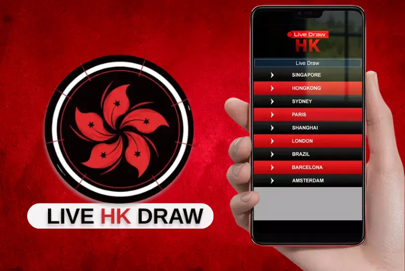 An image of liv hk draw in mobile phone and logo of live hk draw website